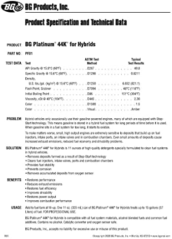 Пречистване на инжекторите, горивната система Smilyeez BG Platinum 44K за Хибриди PN PF01 с Джобна отвертка (1)