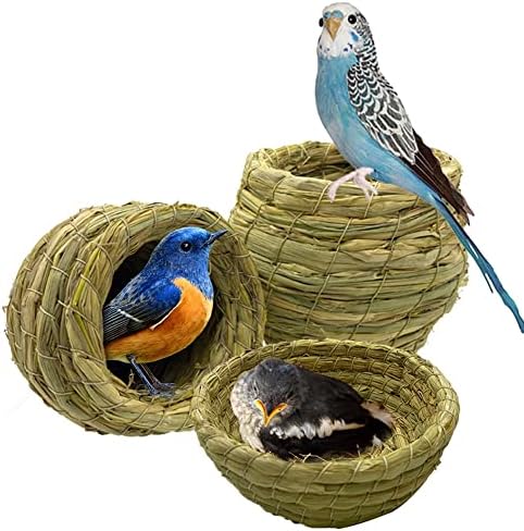 FEGOCLT Натурално Птиче Гнездо от Слама, Ръчно изработени, Голубиное Гнездо, Топла Спалня за Домашни Любимци, Вътрешен Двор, волиери,