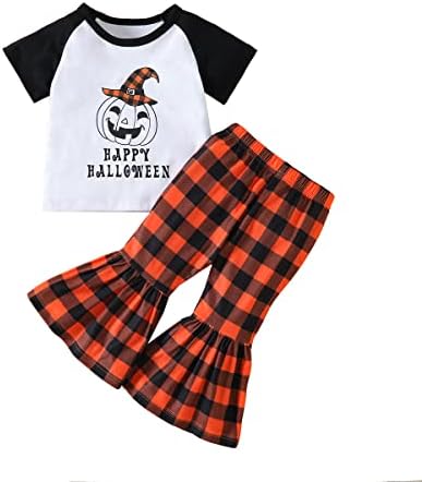 Xbgqasu/ Комплекти дрехи за малките момичета за Хелоуин с дълги ръкави и принтом Тиква от Анимационни, Детски Блузи, Панталони, комплект дрехи от 2 теми, подарък за малк?