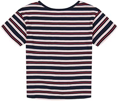 Тениска с графичен модел на Tommy Hilfiger за момичета с къс ръкав и завязкой Отпред