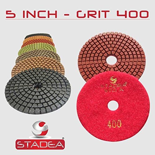 STADEA 5 Набор от влажни диамант полировальных подложки за полиране на бетон + Гумена облицовка (с резба M14)