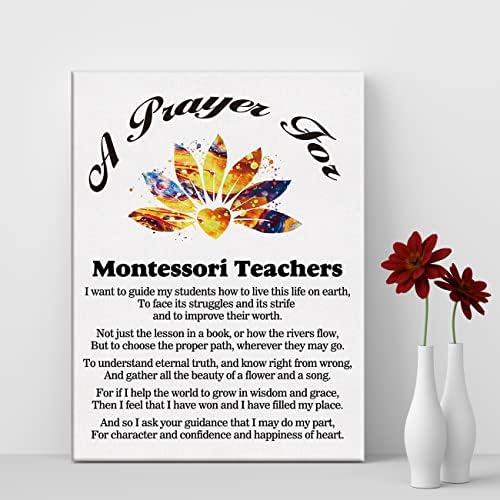 LEXSIVO Молитва на Учителя Монтесори Домашно Платно, с монтиран на стената Арт Декор Подарък Картина за учители, 11,5x15 Плакат