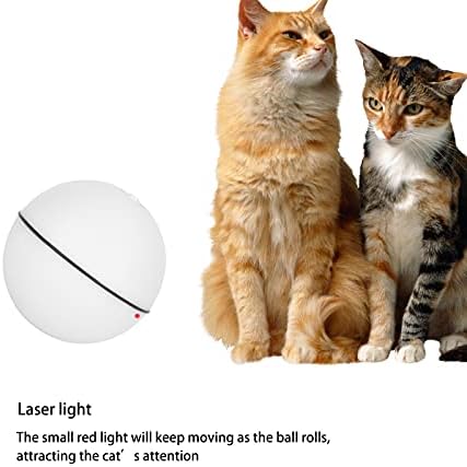 Shanrya Cat Rolling Ball, Практичен Забавен Интерактивен топка за котки от ABS-пластмаса за домашни любимци за Котки (Батерия Бял,