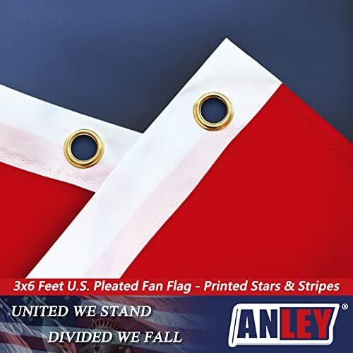 Плиссированный метод флаг Anley USA, американски знамена, размер 3x6 фута с патриотическими Звезди и ивици - Ярки цветове и устойчивост на избледняване - Платно заглавие