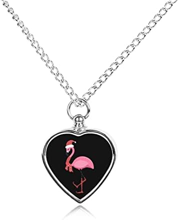 Фламинго в Шапката на дядо коледа и Шарфе, Дамски Мемориал Урна във Формата на Сърце, Медальон, Огърлица, Магазини за Бижута за