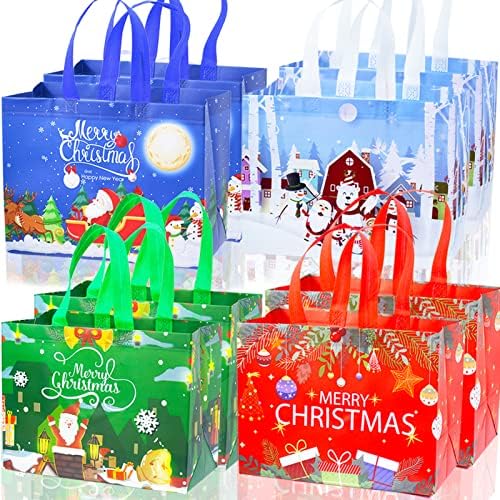 kockuu 8 Опаковки Големи Коледни подаръци пакети-тоут с Дръжки за подаръци, Голямо Множество Подарък чанта От нетъкан текстил, Чанти