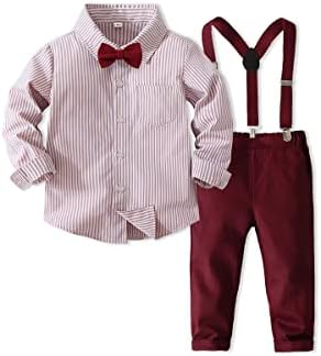 Комплект дрехи Abolai За Малки Момчета, Джентльменская Риза с Дълъг Ръкав и Подтяжками с Пеперуда