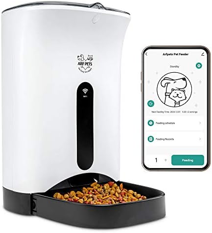 Arf Pets Интелигентен Автоматичен фидер на домашни любимци с Wi-Fi | Програмируеми Захранващи храна за кучета и Котки с удобен таймер