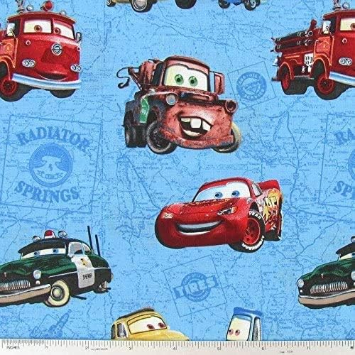 Опаковка от 2 броя - Карта на Disney Cars Radiator Springs за синя памучна тъкан - 18 x 22 Дебелина една четвърт (опаковка от 2 броя)