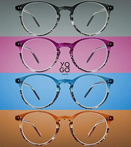 Yogo Vision Blue Light Блокер Очила Кръгли Сини Блокер Очила за Жени 4 Опаковки