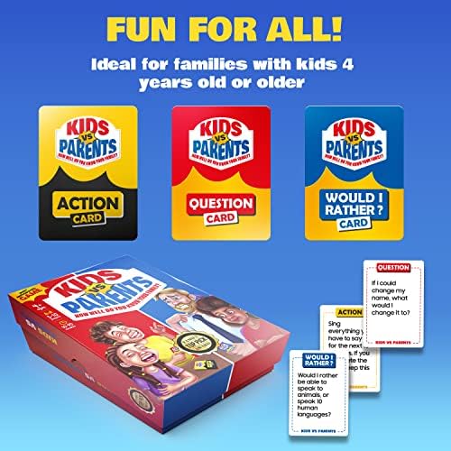 Деца срещу родители - Семейна игра за деца и възрастни | Игри за семейна игра pm | Игри за деца от 4 до 12 години (200 картички