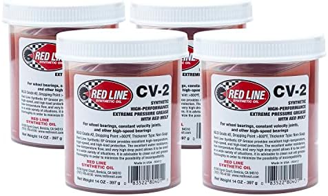Синтетична високоефективен лубрикант за екстремни налягания Red Line CV-2 с червено молибденом, на банката на 14 унции, опаковки от 4