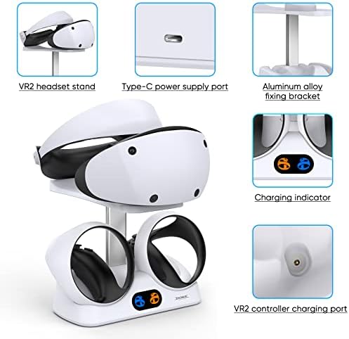 Поставка за бързо зареждане на контролера PS VR2 Sense, Докинг станция с двойно Зарядно устройство за Playstation VR2 с прикрепен за дисплея на слушалки, led осветление и 2 Магнит