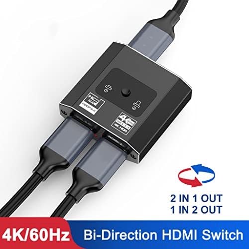 WDBBY HDMI Превключвател 4K, HDMI сплитер Двупосочни Адаптер 1x2/2x1 HDMI Превключвател HDMI Превключвател за PS4 HDMI превключвател