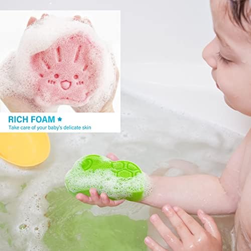 Детска гъба за баня DANCELF, Мека Гъба за Душ Естествена Сладка форма за Къпане, Играчки за баня за Бебета и малки деца, 3 бр.: