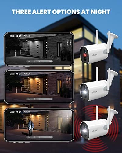 Безжични Външни Камери за сигурност ieGeek, Външни охранителни Камери 2K с прожектором и Сирена, Безжична Камера видеонаблюдение