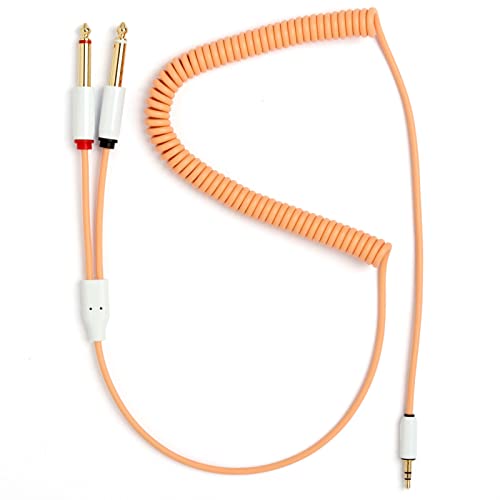 Аудио кабел MyVolts Candycord, директно от мини конектор до 2 Преки по-големи конектори, Огънати от 40 см до 50 см, Лакрично-черен