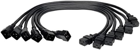 Удължителен кабел за захранване на компютъра Трип Lite за тежки условия на експлоатация, 6 бр, 20A, 12AWG (IEC-320-C19 -IEC-320-С20), 2 фута (P036-002-6)