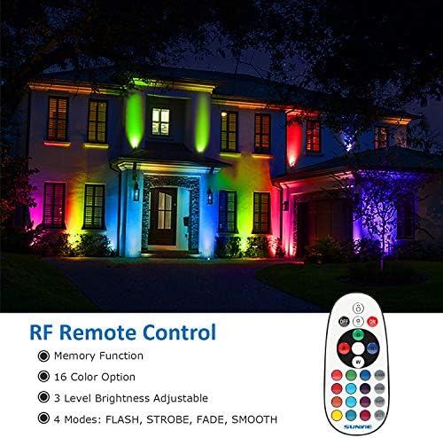 SUNVIE RGB Външен led прожектор 6 W, което променя цвета си, Ландшафтни тела 120 В, Точка осветителни тела, Свързване с дистанционно
