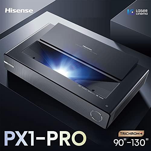 Лазерен проектор Hisense PX1-PRO 90-130 Ultra Short Through UST 4K HDR с 2200 люменами и Android Smart TV за домашно кино Cinema Пакет с пакет подобрена защита на CPS срок на услугата 1 година