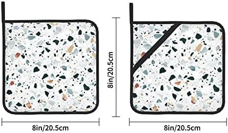 Квадратна Изолирано Поставка за тигана от Терраццо-мрамор Пастелни тонове -8х8 инча (от две части) е Дебела, Термостойкая изолация.