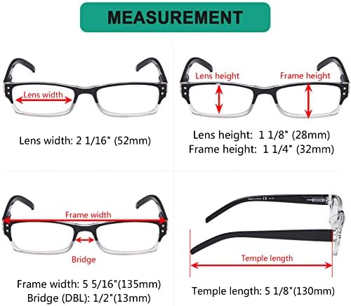 Eyekepper 4 Опаковки Класически очила за четене за жени и Мъже, два цвята Очила за четене в Черна Прозрачна рамка +2,00