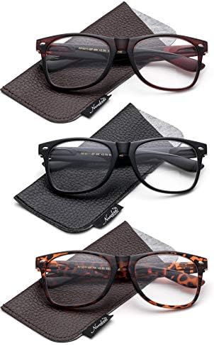 Бифокални Очила за четене 3 Опаковки с калъф, Удобна засаждане Пружинен Шарнир на Извънгабаритни