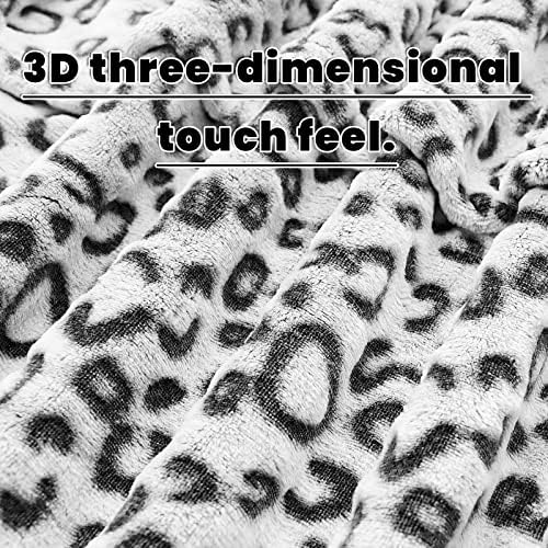 Флисовое Одеяло под формата на Леопард, Уютно Топло Плюшевое Леопардовое Одеяло на Сиви Цветове, Леки Завивки за мека мебел, диван