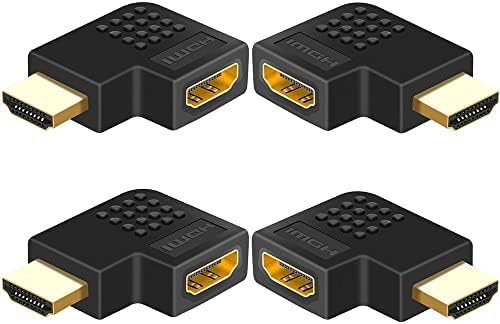 Warmstor 4 Пакета HDMI Адаптер 90 и 270 Градуса, Правоъгълен HDMI за мъже и жени с долно Оттичане Плосък Адаптер HDMI L-Образен