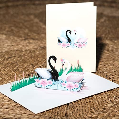 ДКТ Сватбена всплывающая картичка ръчна изработка (двойка лебеди), 3D сватбена картичка, Сватбени всплывающая картичка на годишнина