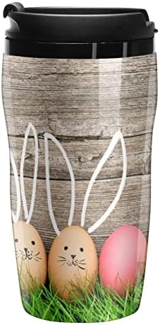 Пъстри Великденски Яйца Сладък Заек Заек Прозрачни Чаши за Кафе Множество Пластмасова Бутилка за Вода с Капак С Двойни Стени, за да Пътуват и Работят 250 мл
