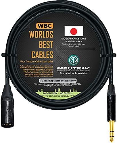 10-Крак четириядрен балансный свързващ кабел– обичай компания СА НАЙ CABLES с помощта на тел Mogami 2534 и щепсела за стереотелефона Neutrik NC3MXX-B Male XLR и NP3X-B TRS TRS.