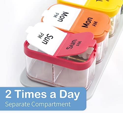 Много Голяма Прозрачна Кутия-органайзер за таблетки 7 Дни, 2 пъти на ден, Сменяем контейнер XL Седмицата Jumbo Хапчета Cases Два