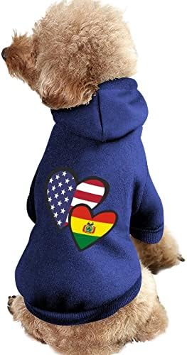 Преплитане на Сърцето, Американски Боливийский Флаг, Облекло за Кучета, Зимни Блузи за Домашни Любимци, Меки и Топли Блузи за Малки