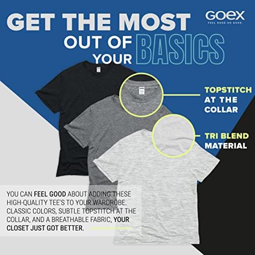 Тениски GOEX Unisex Triblend – Екологично Чисти дамски и мъжки тениски (комплект от 3 цвята)