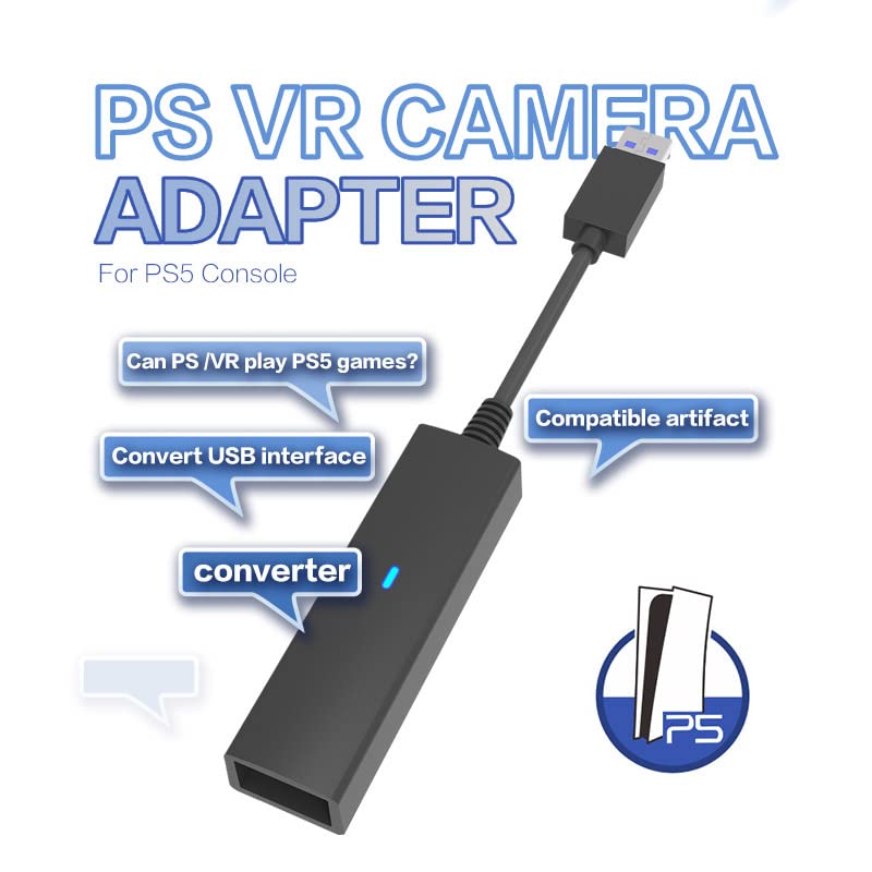 Адаптер за камера XBERSTAR PS5 за PSVR/PS5, кабел-конвертор от PS VR, Съвместим с конзола Playstation 5 (адаптер черен цвят)