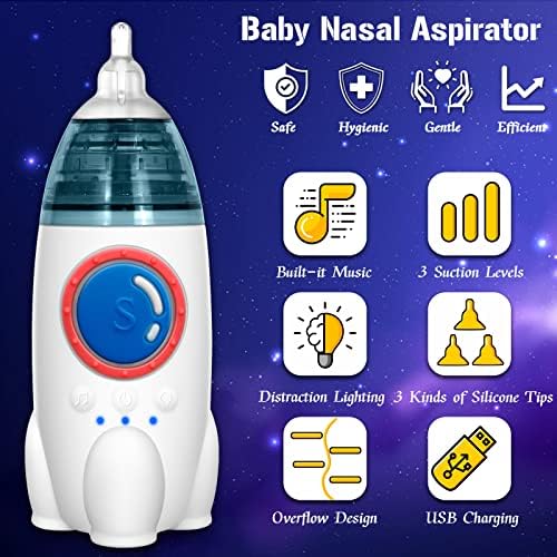 Назален Аспиратор за бебето | Аспирация от носа на бебето | Electric за премахване на Козявок за бебе и малко дете, Акумулаторна батерия за Пречистване на носа на Бебето