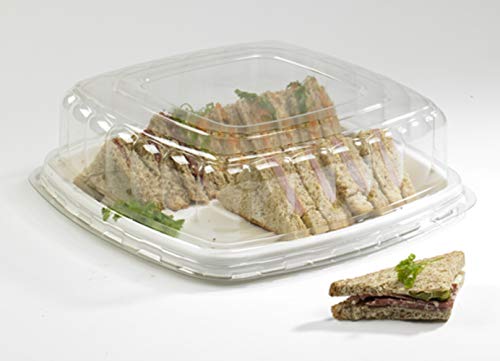 Прозрачен пластмасов капак PacknWood за квадратен ястия от захарна тръстика размер x 11,75 11,75 инча (24 броя)