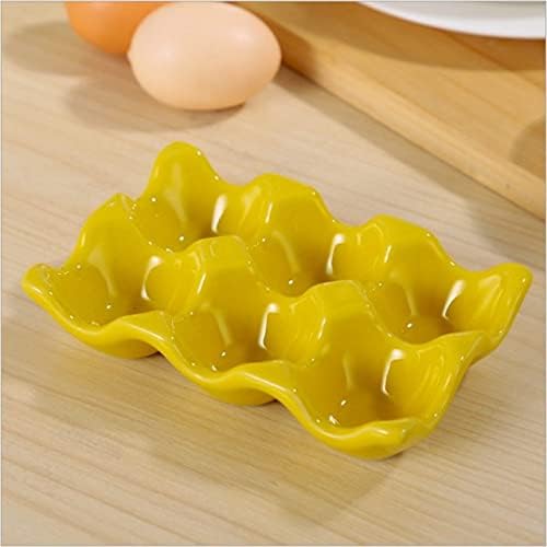 Кутия за съхранение на яйца в хладилника Anncus ceramics, калъф за съхранение, 6 яйца, съд за съхранение на продукти - (Цвят: жълт)