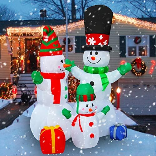 SEASONBLOW 10 Фута Надуваем Коледен Снежен човек + 6 фута Надуваем Коледен Снежен човек Семейно Бижу Scence