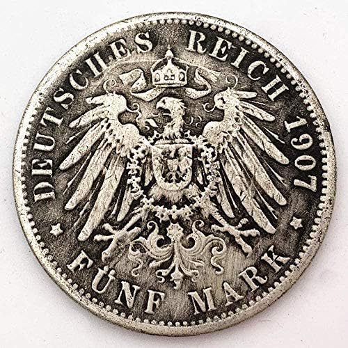 1907 Кайзер Вилхелм II Възпоменателна Сребърна Монета Копие на Сребърен Долар Украса за Събиране на Подаръци