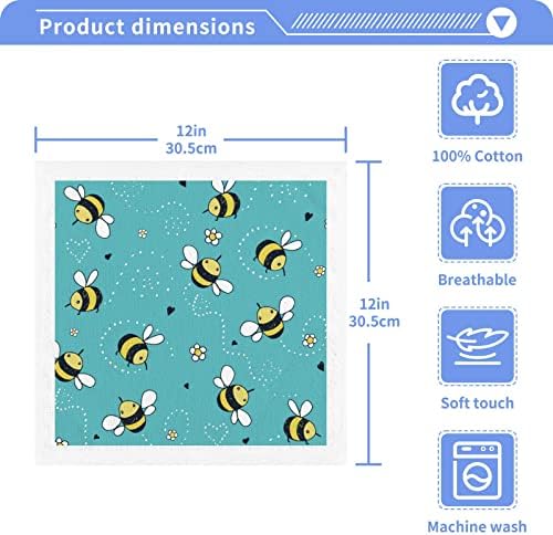 Kigai 4 Опаковки Мочалок Сладко Bees – Меки Кърпи За лице, За фитнес, Хотелски и спа качество, Кърпи за Многократна употреба отпечатъци
