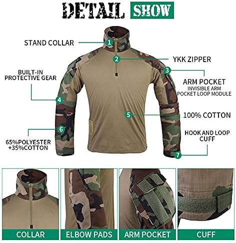 EMERSONGEAR Combat Еърсофт Tactical Gen 3 Мъжки Ризи с Дълъг Ръкав в стил Милитари