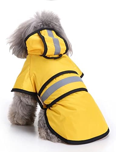 Ornaous Отразяваща Жълт Дъждобран за кучета с качулка, Водоустойчив яке-дъждобран за Малки Кученца от Големи Кучета (Размер M)