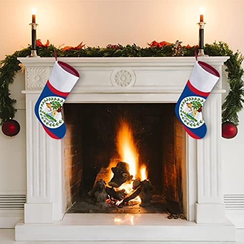 Белиз Флаг Червени Коледни Празници Чорапи Дом Декорации за Коледната Елха Камина Окачени Чорапи