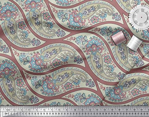 Памучен трикотажная плат Soimoi с вълните, цветен принтом и пейсли, ширина 1 ярд 58 инча