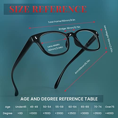 BLS СИНИТЕ Очила за четене за Жени/Мъже, Блокиране на Синя Светлина, Реколта Компютърни Очила За четене Срещу Мигрена/Напрежение в очите, 5 опаковки