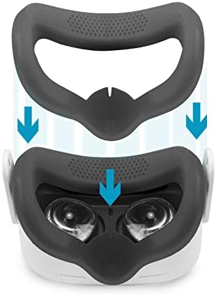 Калъф за лице AODELAN VR, съвместим с Oculus Quest 2 - Силиконов калъф за лице VR, който подобрява процесът на игра, което предотвратява