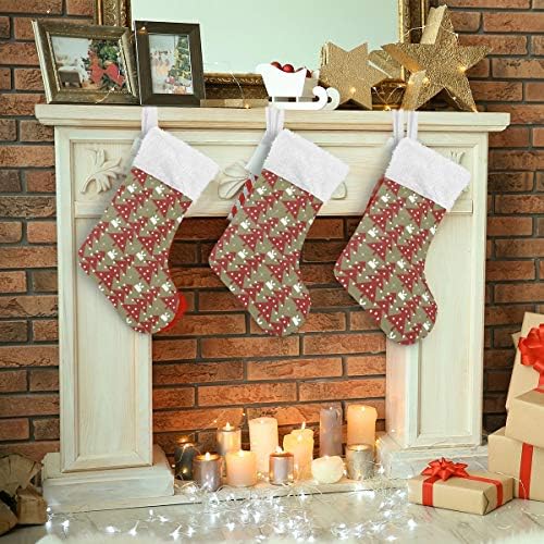 Коледни Чорапи ALAZA с шарките на Червената Елхи, Класически Персонализирани Големи Чулочные Украса за Семейни Тържества, декорация