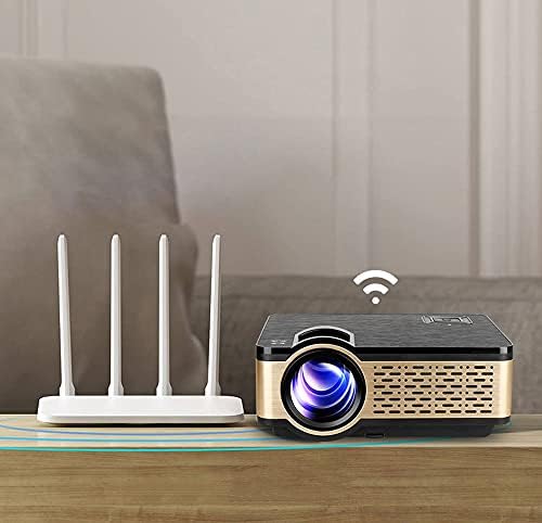 KJHD HD Проектор 4000 Лумена WiFi Bluetooth Преносим Поддръжка за 1080p Домашно кино с подарък (Цвят: версията за Android)